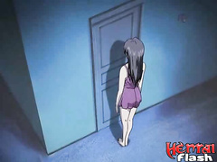 Redheaded cute hentai girl peeing not far from transmitted helter-skelter